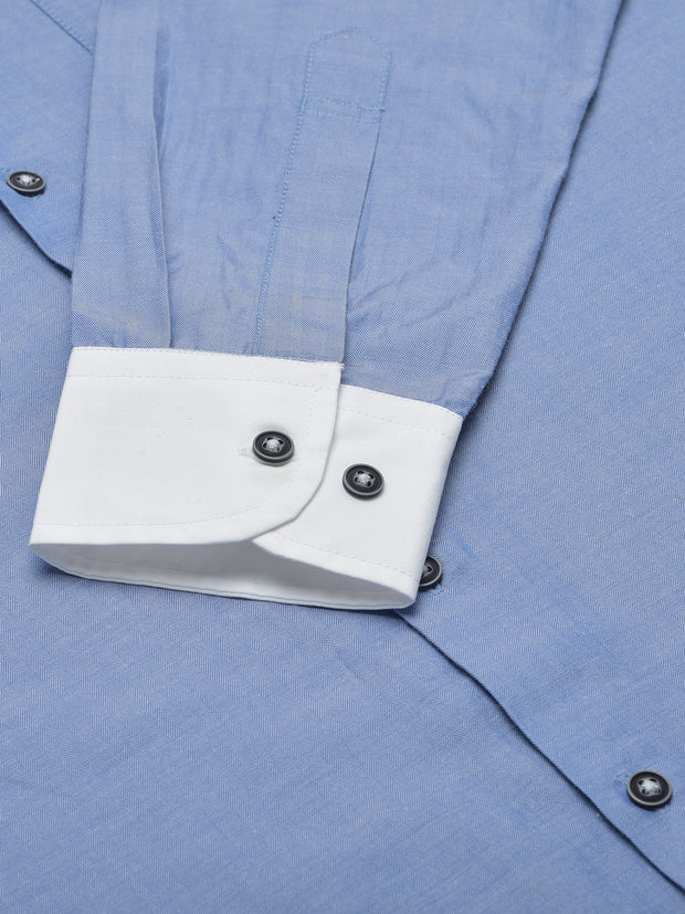 Men Blue Slim Fit Printed Casual Shirt