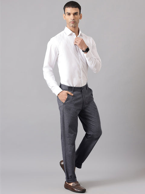 Men Grey Slim Fit Mid Rise Casual Trouser