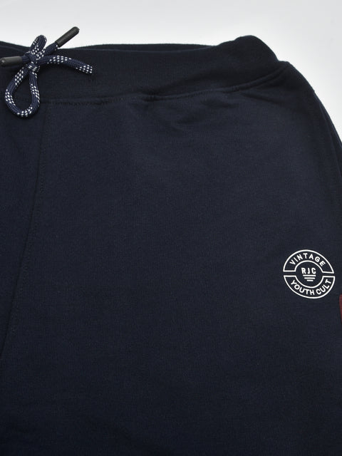 Men Navy Blue Slim Fit Mid Rise Solid Lower