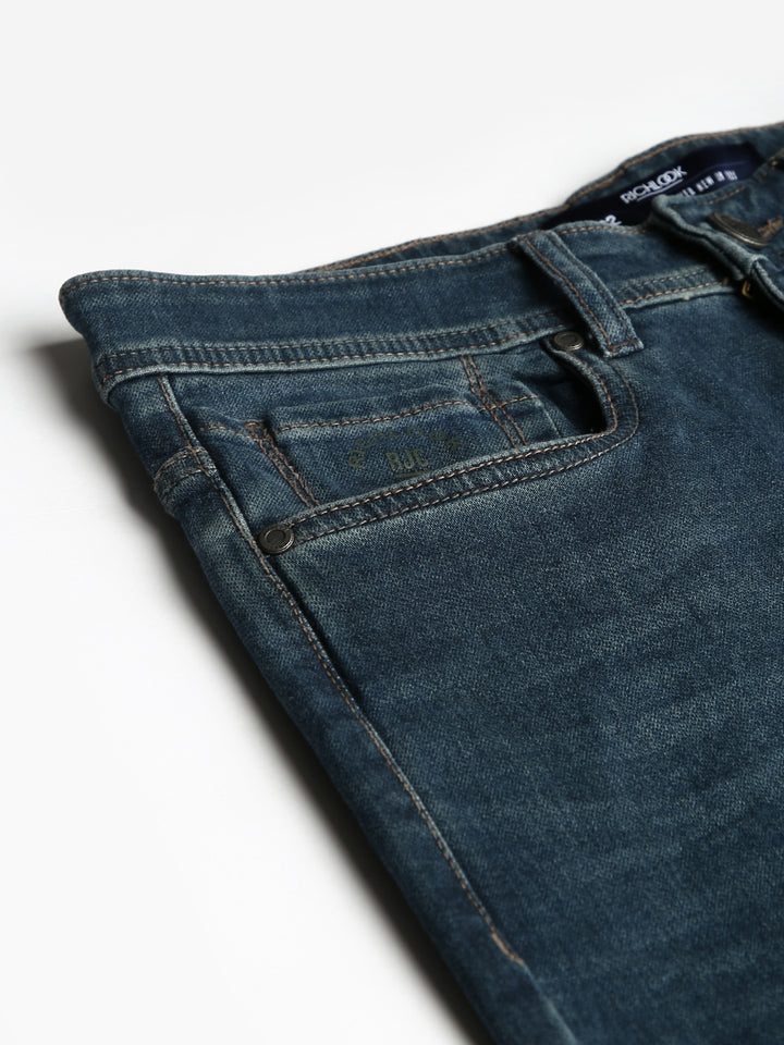 Men Green Tint Slim Fit Mid Rise Clean Look Stretchable Jeans