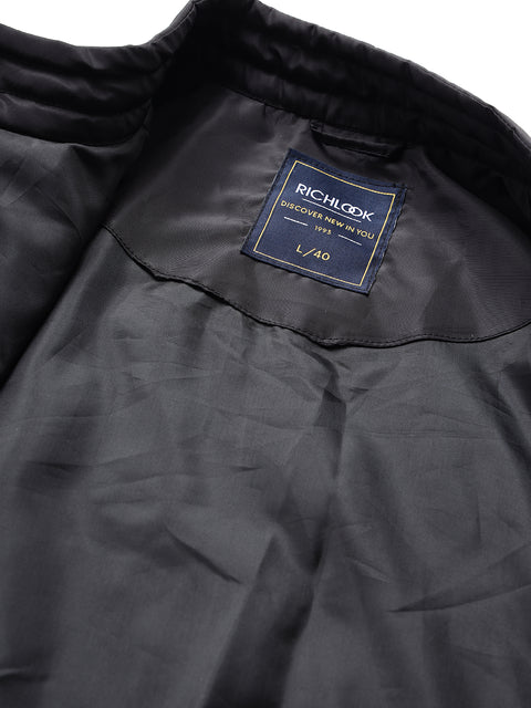 Men Black Regular Fit Padded Solid Jacket