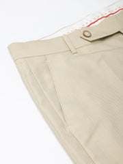 Men Beige Smart Fit Mid Rise Formal Trouser