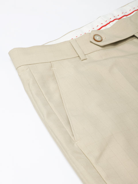 Men Beige Smart Fit Mid Rise Formal Trouser