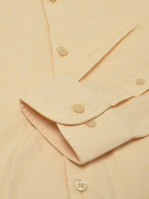 Men Beige Regular Fit Solid Formal Shirt