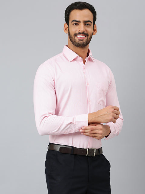 Men Pink Regular Fit Solid Formal Shirt