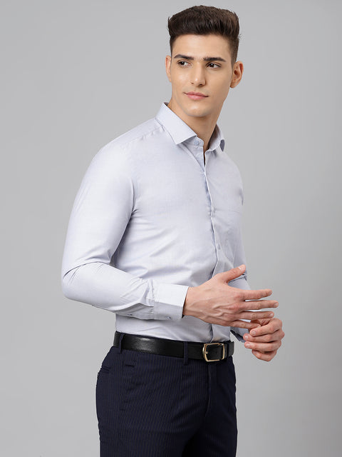Men Grey Regular Fit Solid Formal Shirt