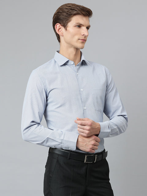 Men Sky Blue Regular Fit Solid Formal Shirt