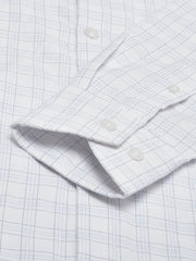Men White Regular Fit Checkered Formal Shirt