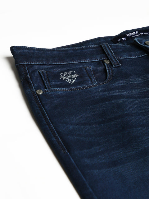 Men Indigo Slim Fit Mid Rise Clean Look Strechable Jeans