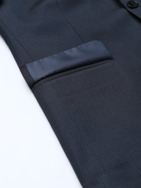 Men Navy Regular Fit Solid Formal Blazer