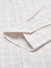 Men White Regular Fit Checkered Formal Shirt