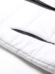Men White Regular Fit Puffer Color Blocked Jacket
