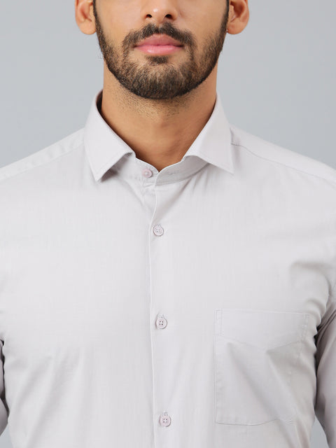 Men Grey Regular Fit Solid Formal Shirt