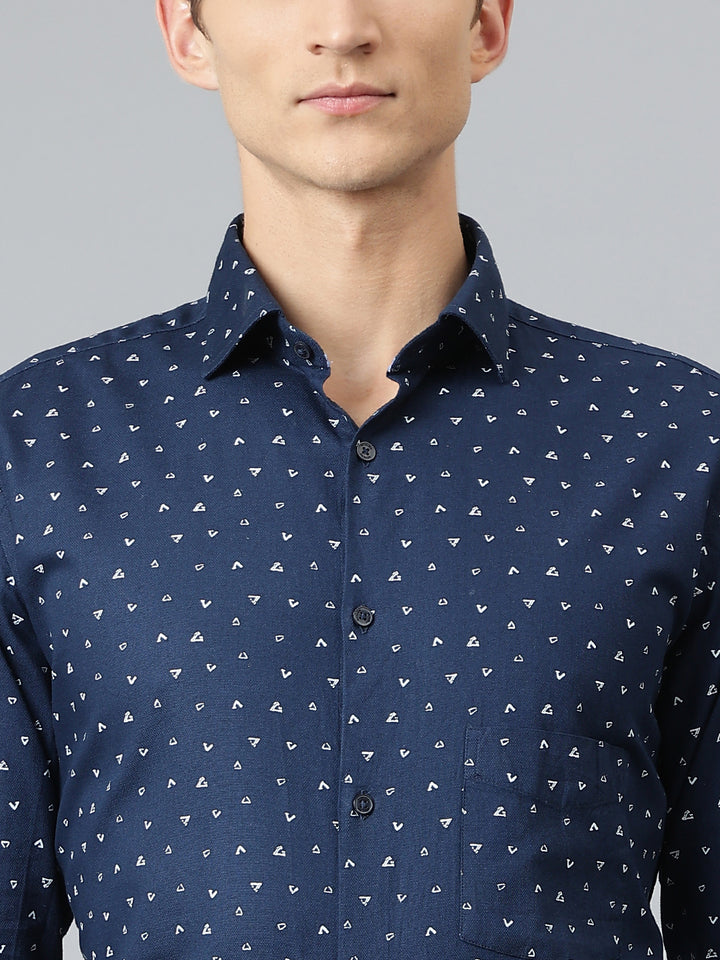 Men Navy Regular Fit Solid Formal Shirt