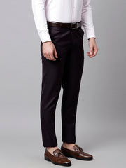 Men Wine Smart Fit Mid Rise Formal Trouser