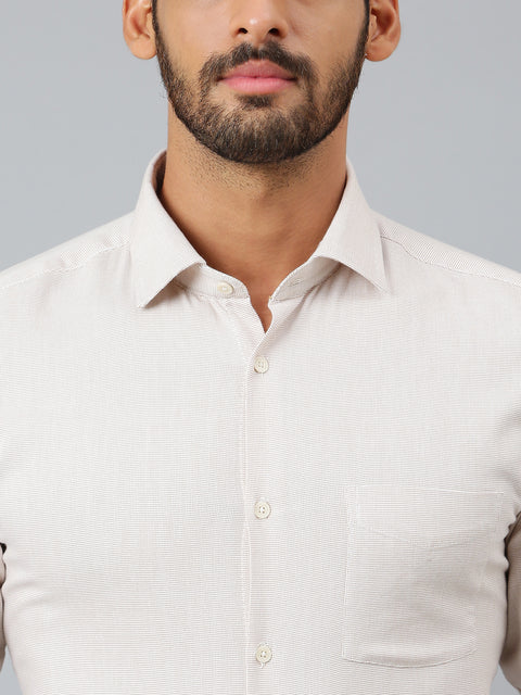 Men Beige Regular Fit Solid Formal Shirt