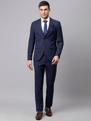 Men Blue 2 Piece Solid Formal Suit