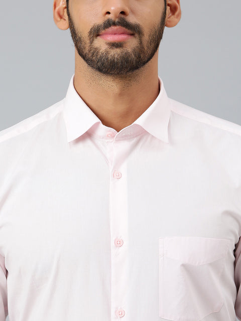 Men Pink Regular Fit Solid Formal Shirt