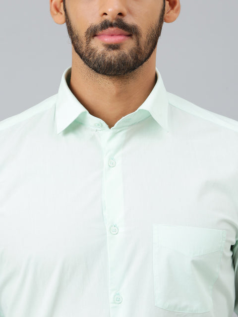 Men Light Green Regular Fit Solid Formal Shirt