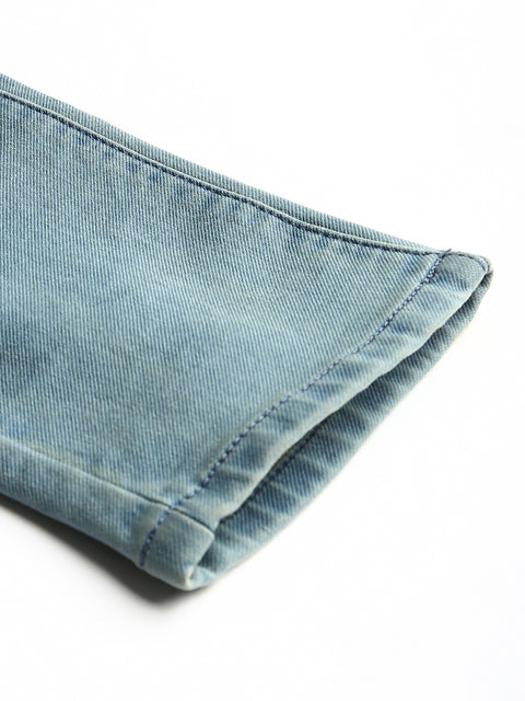 Men Sky Tint Regular Fit Mid Rise Clean Look Strechable Jeans