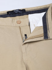 Men Beige Slim Fit Mid Rise Casual Trouser