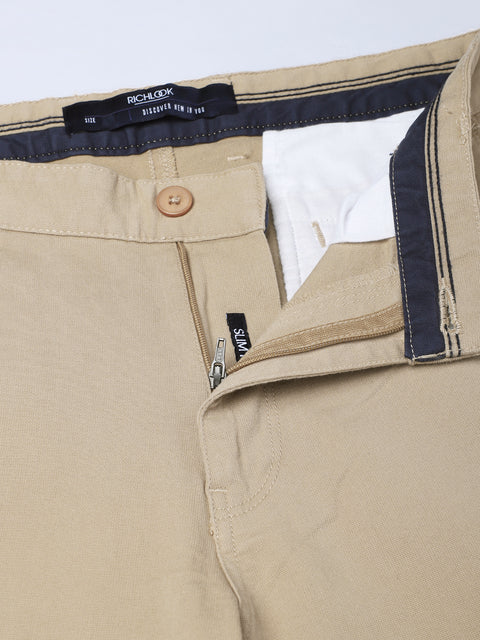 Men Beige Slim Fit Mid Rise Casual Trouser