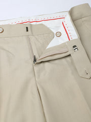 Men Beige Smart Fit Mid Rise Formal Trouser