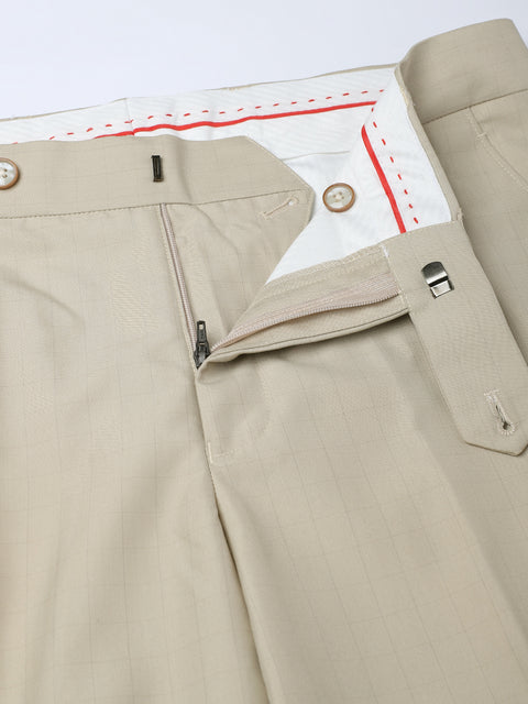 Men Beige Smart Fit Mid Rise Formal Trouser