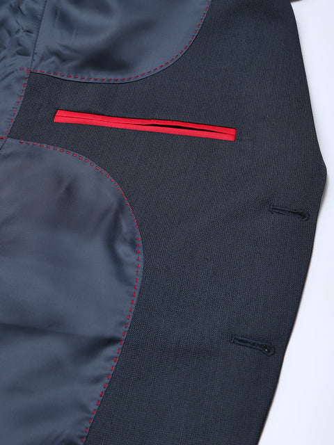 Men Navy Regular Fit Solid Formal Blazer