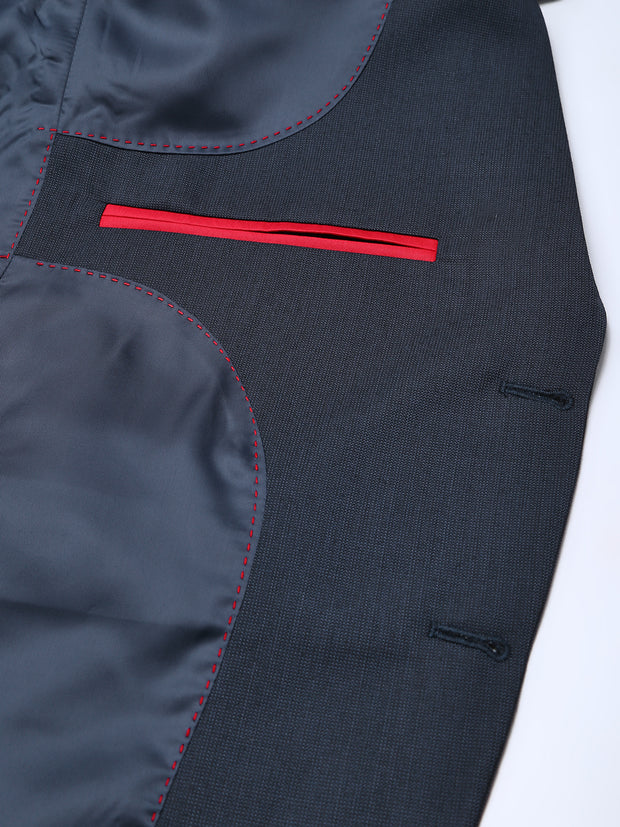 Men Navy Regular Fit Solid Formal Blazer