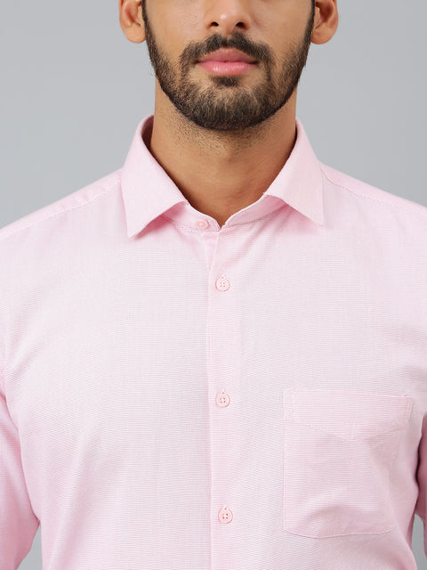 Men Pink Regular Fit Solid Formal Shirt