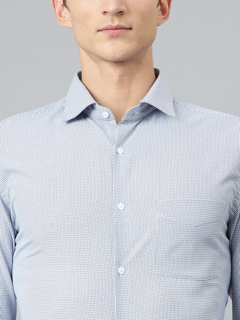 Men Sky Blue Regular Fit Solid Formal Shirt