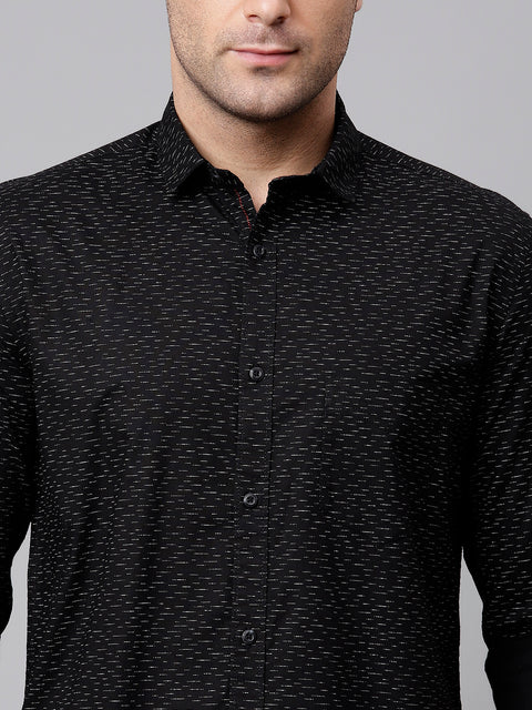Men Black Slim Fit Printed Casual Shirt