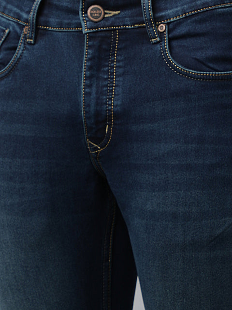 Men Indigo Tint Slim Fit Mid Rise Clean Look Strechable Jeans