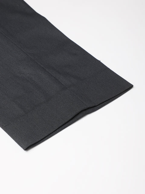 Men Grey Blue Smart Fit Mid Rise Formal Trouser