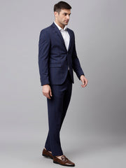 Men Blue 2 Piece Solid Formal Suit