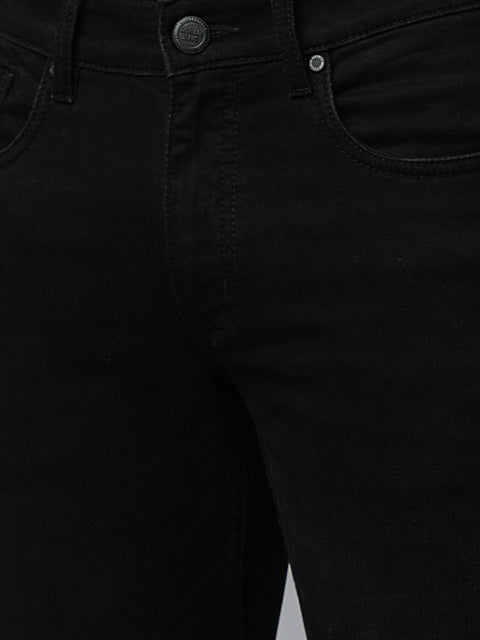 Men Slate Black Slim Fit Mid Rise Clean Look Strechable Jeans