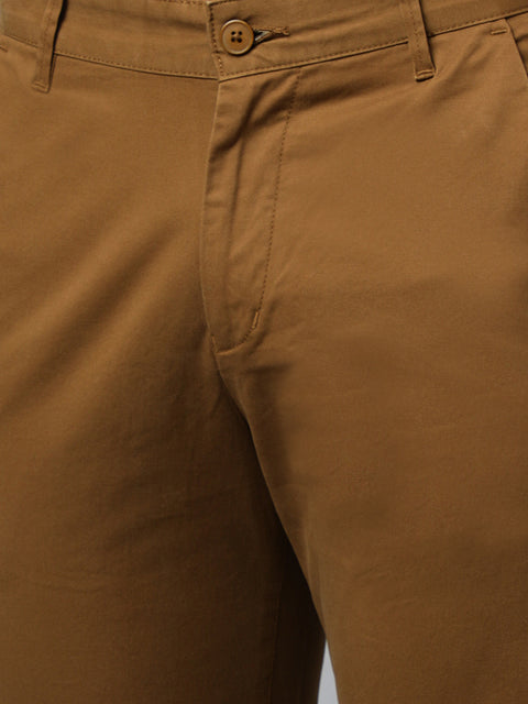 Buy Men Khaki Slim Fit Textured Flat Front Casual Trousers Online - 707721  | Louis Philippe