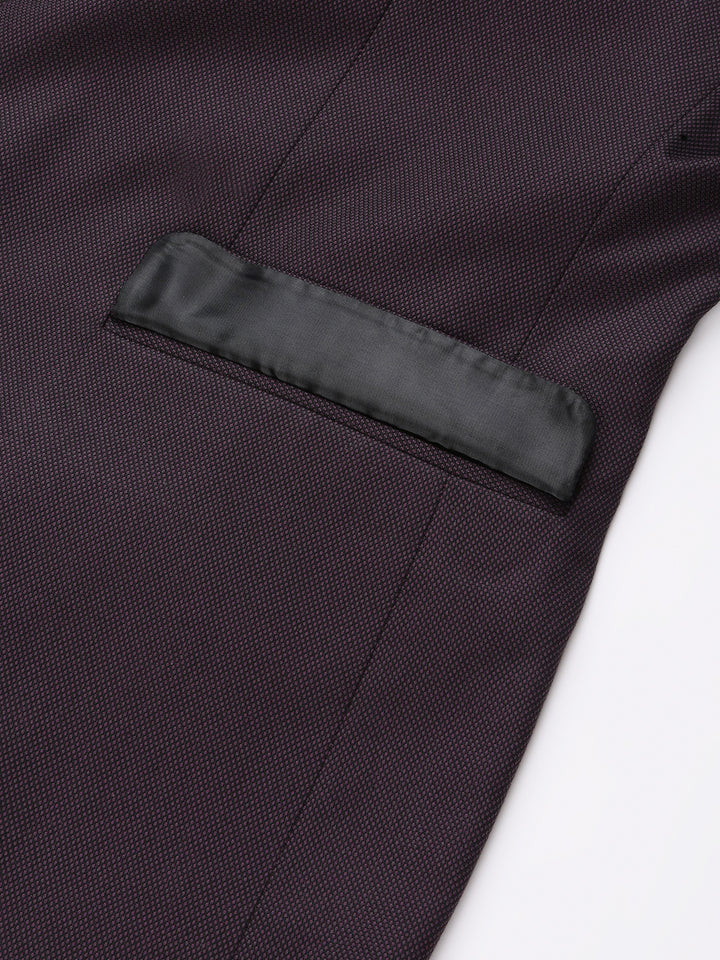 Men Wine 3 Piece Solid Formal Suit
