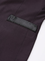 Men Wine 3 Piece Solid Formal Suit