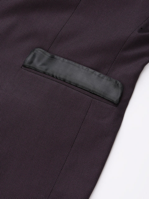 Men Wine 3 Piece Solid Formal Suit
