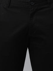 Men Black Slim Fit Mid Rise Solid Casual Trouser