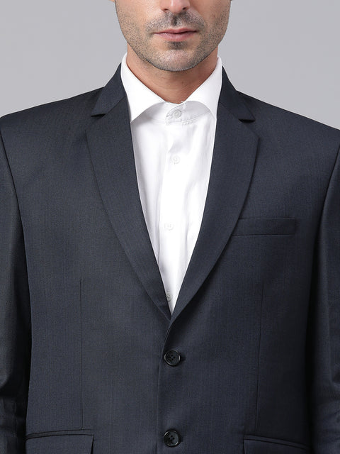 Men Navy Regular Fit Solid Formal Blazer