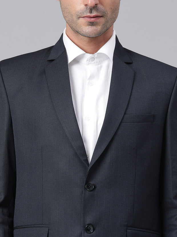 Men Navy Regular Fit Solid Formal Blazer