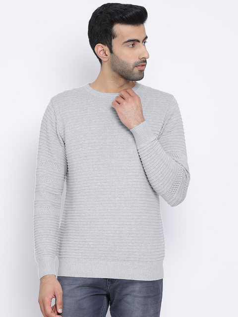 Men's gray cheap crew neck sweater