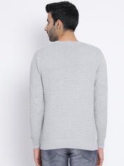 Men Light Grey Regular Fit Round Neck Full Sleeve Sweater